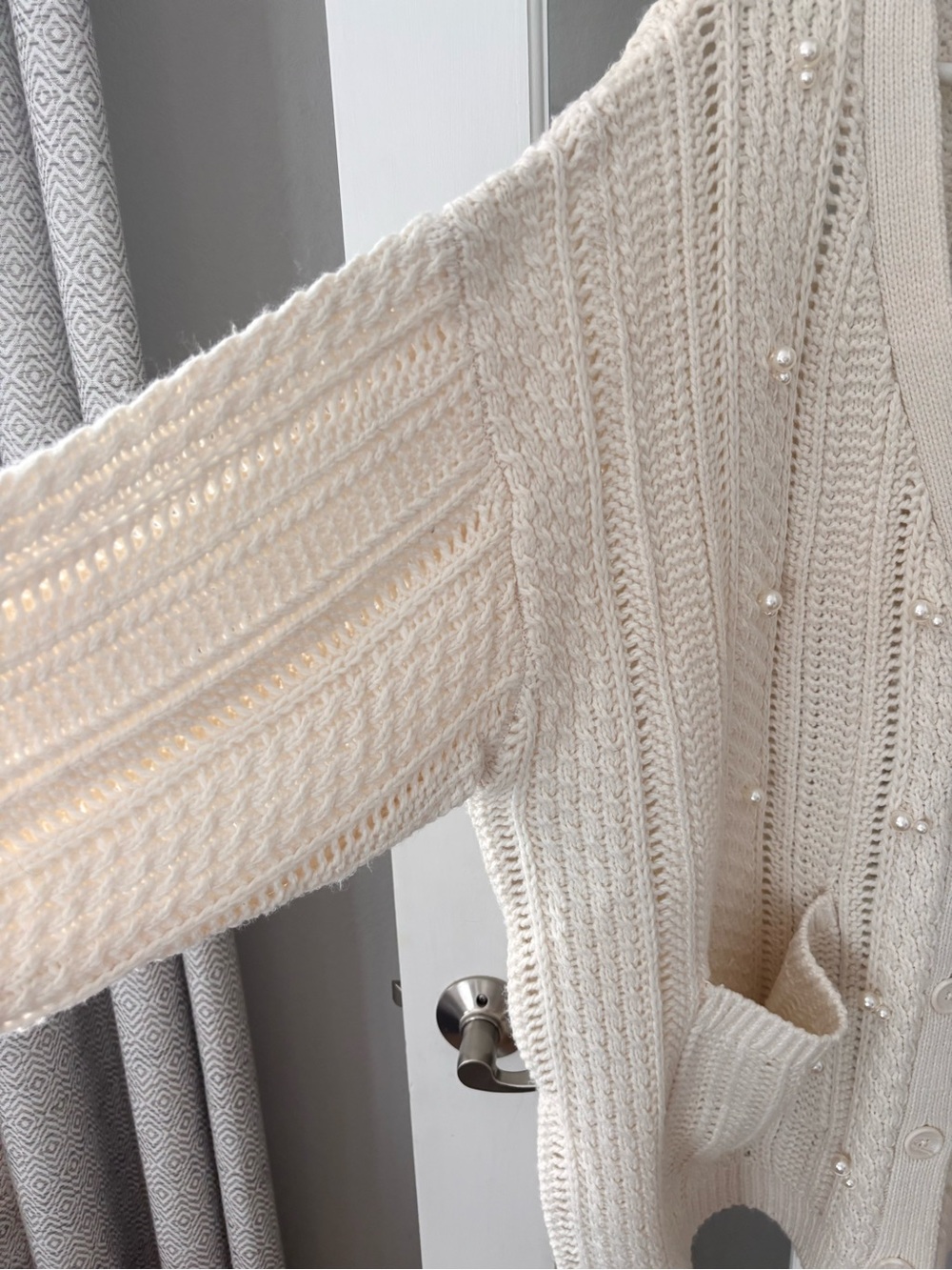 FUTURE COLLECTIVE Oversized Chunky Cardigan Sweater w/ Faux Pearl Accents Sz XX - Picture 6 of 12